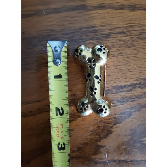 Anne Klein Gold-Tone Paw Print Dog Bone Brooch Signed - Picture 5 of 7
